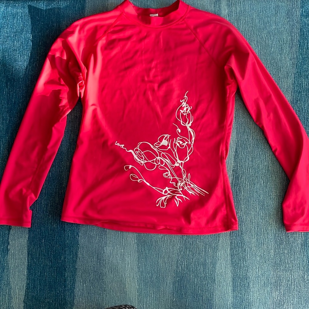 Hot pink Long Sleeve rash guard with Floral Design